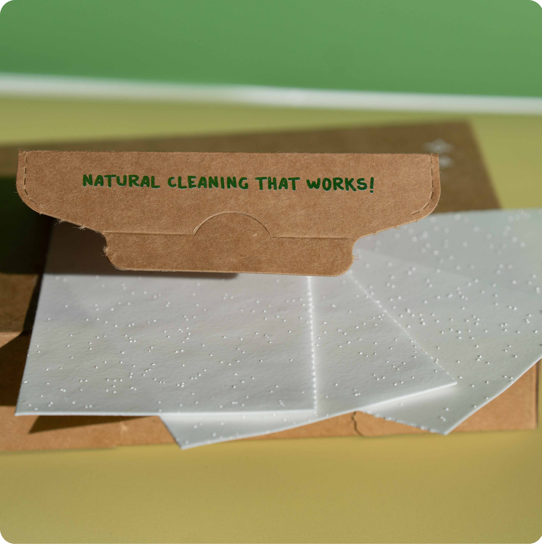 Pack of Dishwasher Sheets, a plastic-free natural cleaning product for streak-free, eco-conscious cleaning.